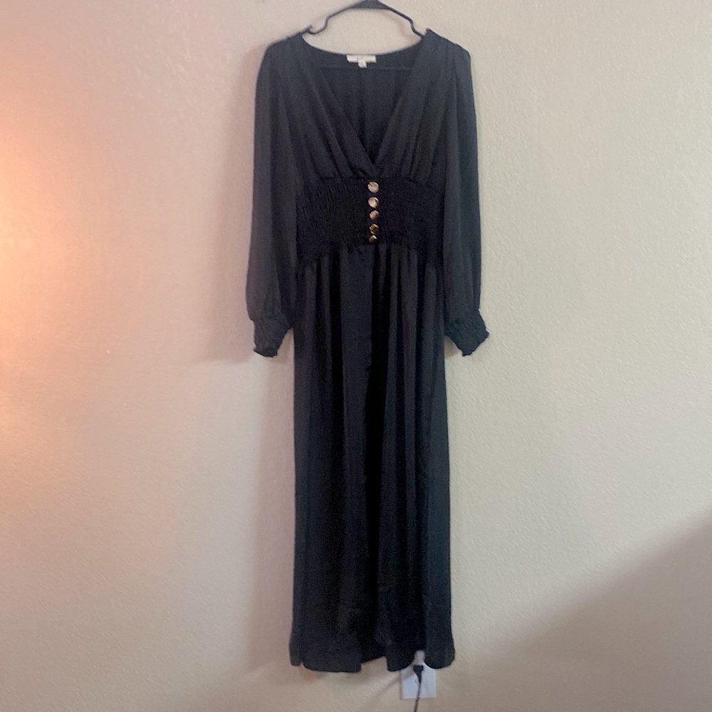 Dressy Black Silky Maxie Dress